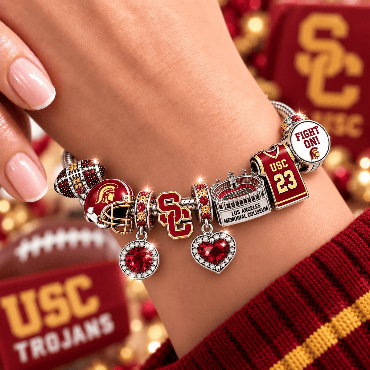 USC Silver Charm Bracelet Set BMD