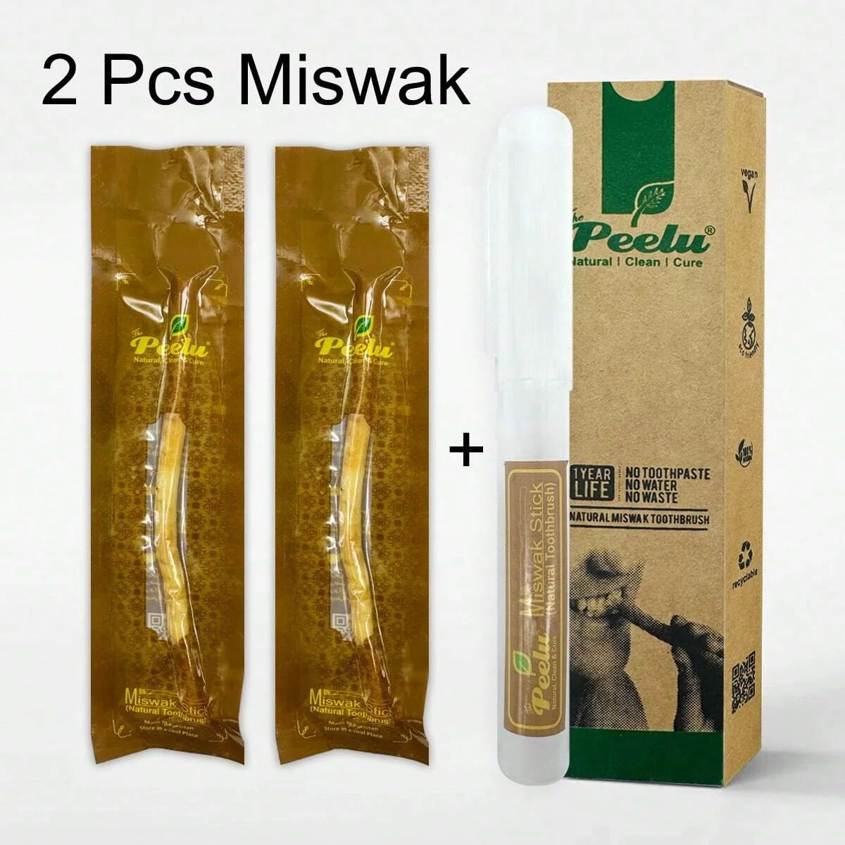 1Pcs Portable Box + 2Pcs Miswak Set Toothbrush Branch Traditional Toothbrush Stick For Healthy Gums Fresher Breath Creative Gift